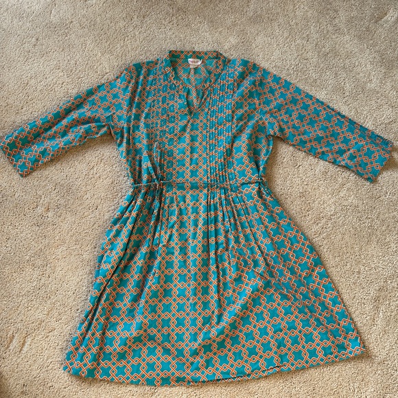 Teal and Orange Pattern Dress - Picture 1 of 6
